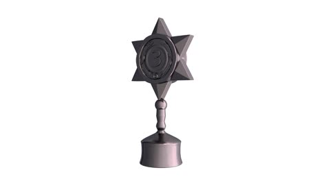 3d bronze cup rotating on an alpha channel background