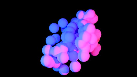 fondo abstracto con esferas rojas y azules que se transforman