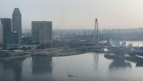 the artscience museum in marina bay area of the city in early morning