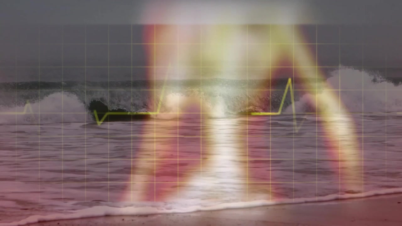 Bølgekam visualiseres på et gitter-overlay, der viser en hjertebølgeform og farverige lyslækager.