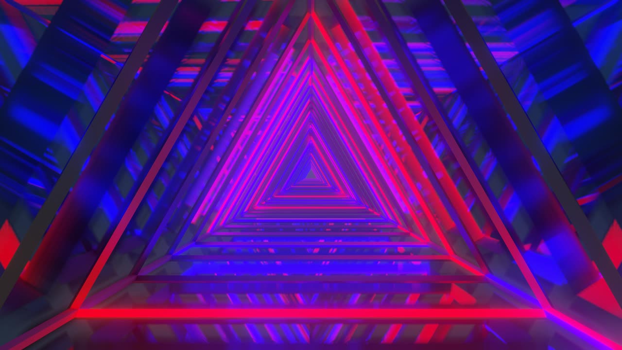 túnel triangular con luces de neón