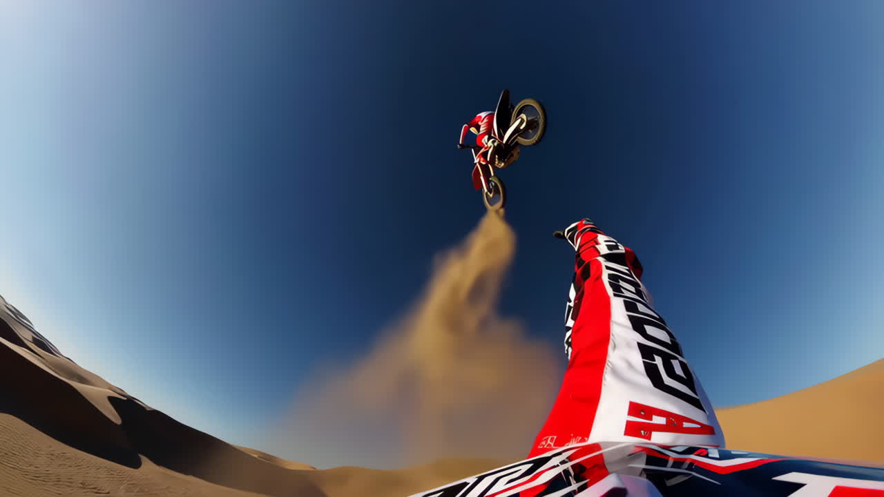 Extreme Motocross Jumps and Riding in the Desert Dunes
