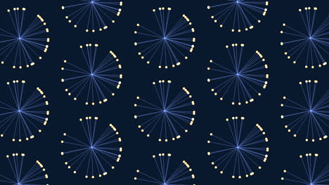 dandelion-inspired blue and yellow pattern scattered seed-like circles on a vibrant background