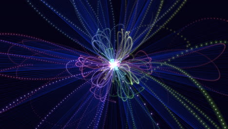 una explosión de luz colorida con muchos puntos