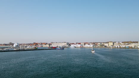 boats cruising in baltic sea at port hel in poland