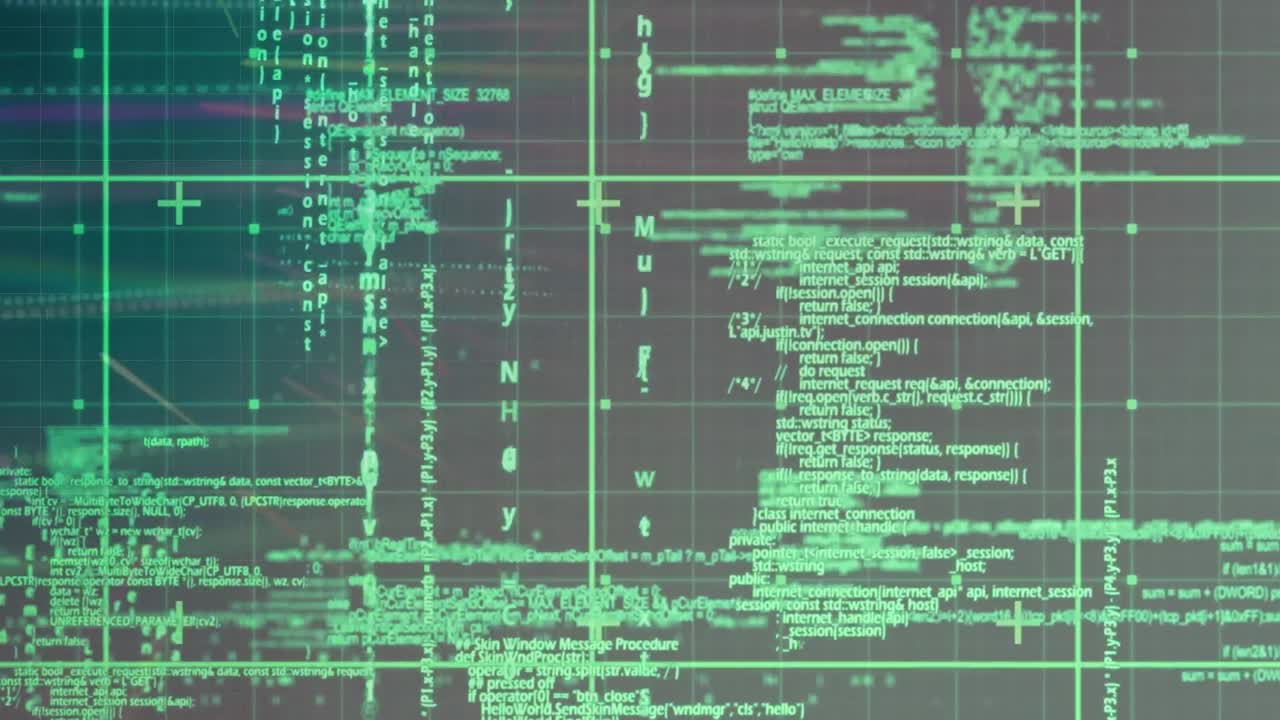 Animation of data processing over black background