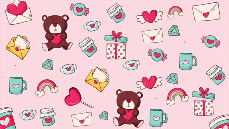 valentine's day stickers background 2d animation