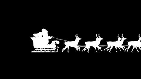 Santa-and-his-sleigh-flying-against-black-background-loopable