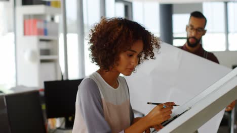 female architect working in office 4k