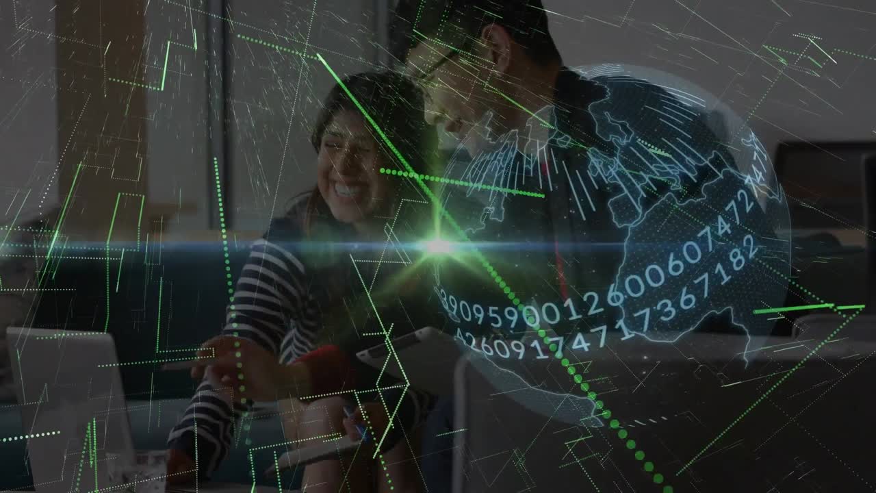 animación de la red de conexiones entre diversas personas de negocios en la oficina