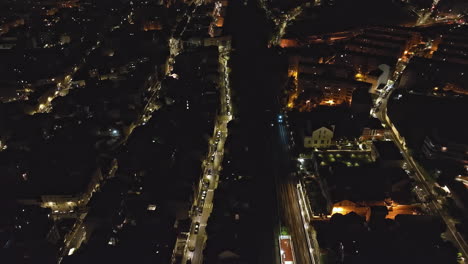 train arriving by night paris puteaux city lights aerial