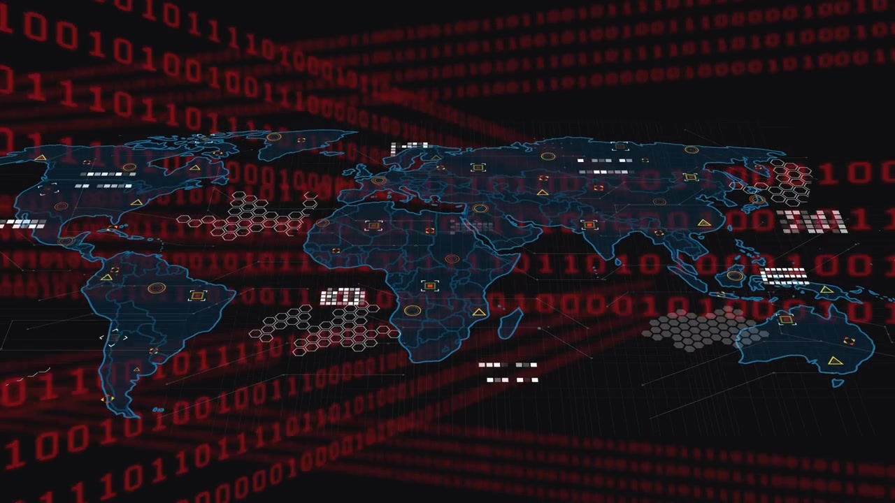 Animation of data processing over world map