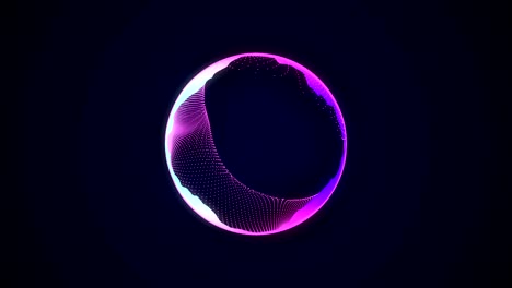 abstract 3d animation. colorful sphere made of audio reacting particles. music background.