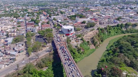 cable car in santiago de los cabaellors in the dominican republic, aerial orbit