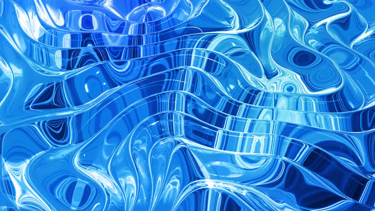 반이는 반이는 표면에 파란색 패턴을 가진 물결 모양의 추상적인 액체 배경; 포일 또는 반이는 유리 표면과 같은 점성 파란 액체; 아름다운 창의적인 축제 배경; 간단한 밝은 bg.