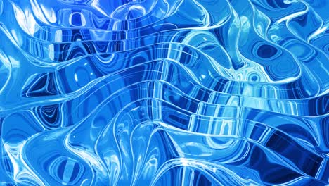fondo líquido abstracto en bucle con patrón brillante ondulado en una superficie brillante y brillante. fluido azul viscoso como la superficie de papel de aluminio o vidrio brillante. hermoso telón de fondo festivo creativo. simple bg brillante