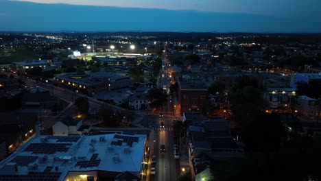 american city at dusk