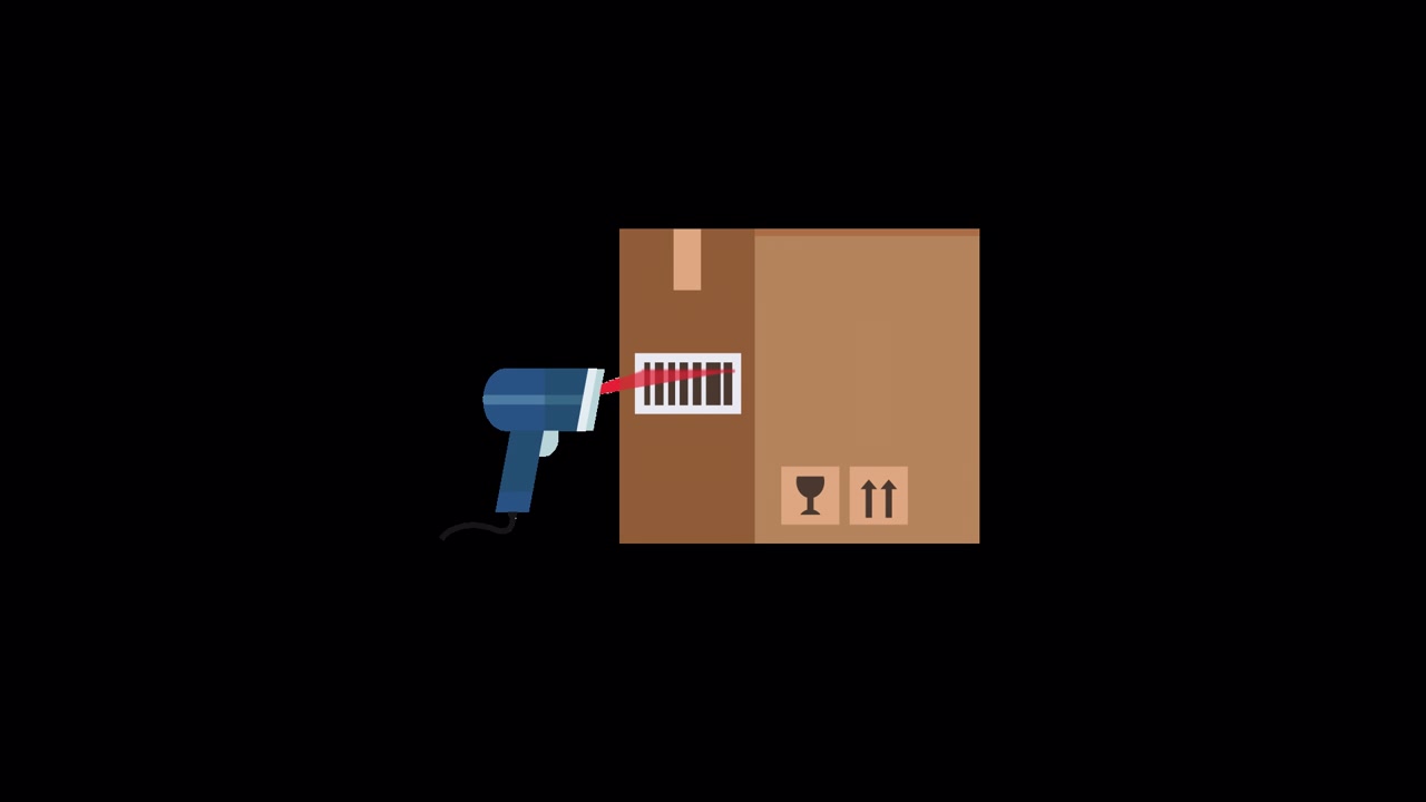Animated Barcode Scanner Reading a Shipping Package