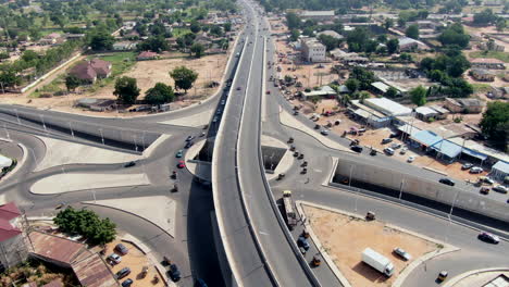 large highway interchange in yola town, nigeria - aerial view