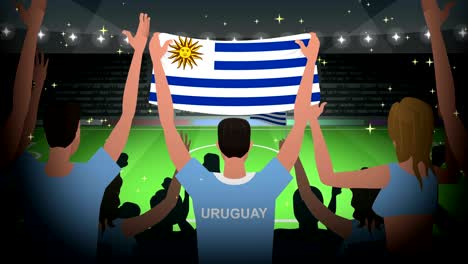 cartoon cheering soccer fans crowd uruguay football animation