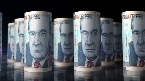soles peruanos dinero billetes enrollados bucle sin costuras