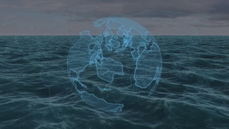 animación de la red de conexiones sobre el paisaje marino
