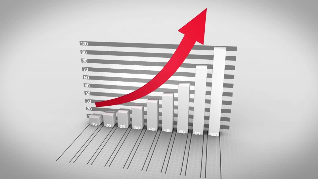 animación digital del procesamiento de datos estadísticos contra un fondo gris