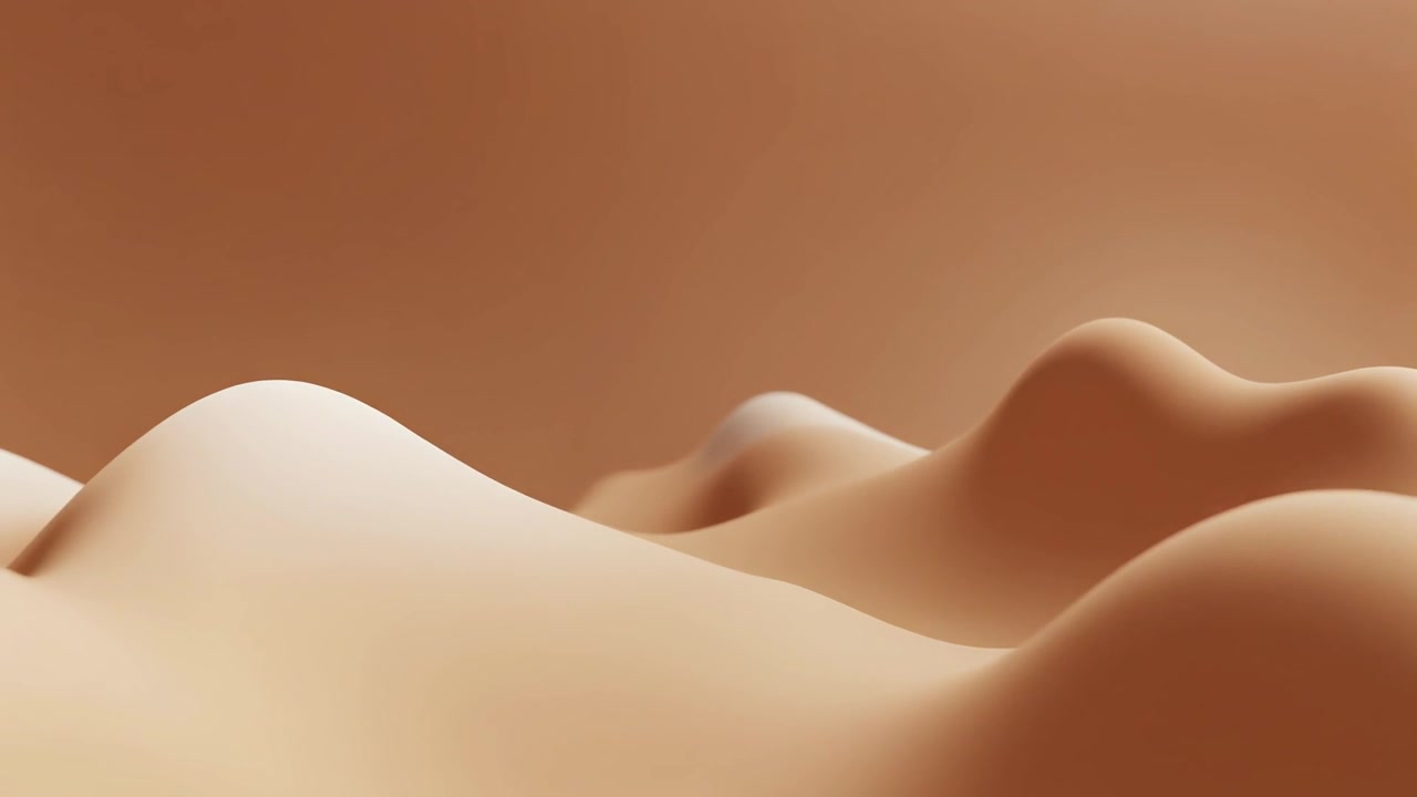 Animazione 3D astratta di superfici beige ondulate e lisce