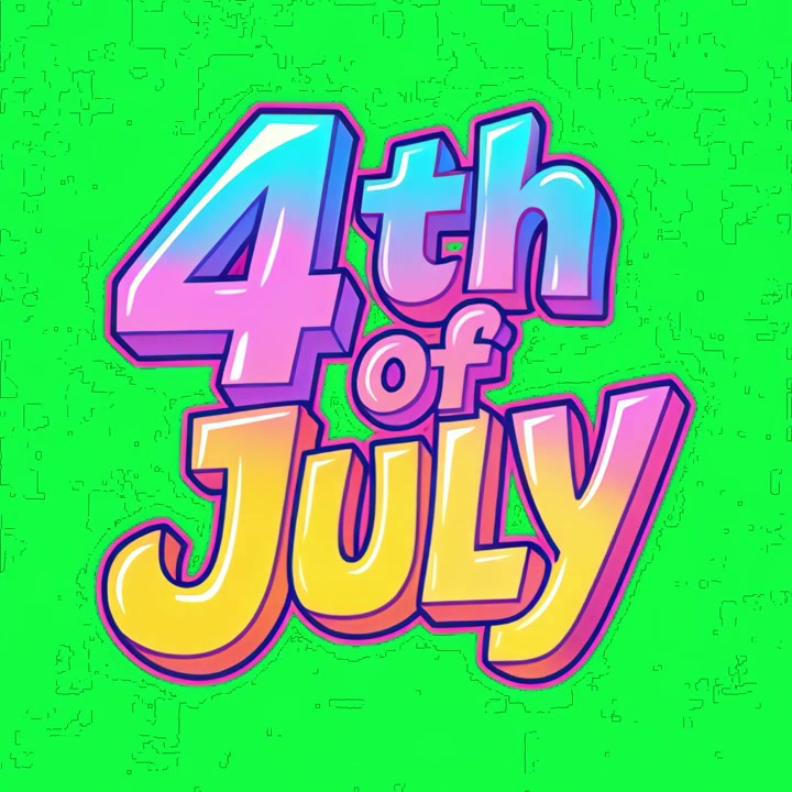 Animated 4th of July Text Graphic on Green Screen
