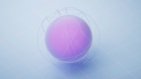 loop animation of cartoon planet sphere with lines surrounding, 3d rendering.