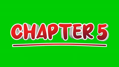 chapter 5 five text animation motion graphics pop up on green screen background