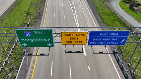 exit for morgantown west virginia, interstate route 68