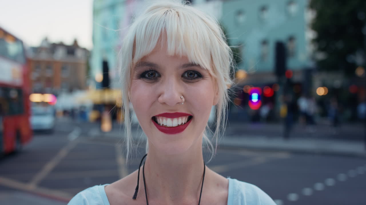 Smiling Portrait of Beautiful woman in the city