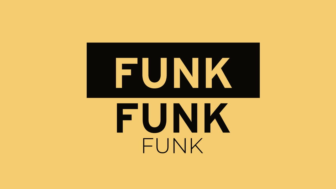 animación del texto funk en un fondo naranja