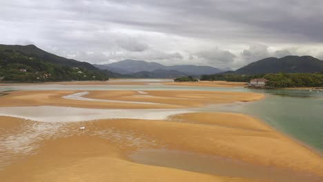 aerial drone view of the urdaibai biosphere reserve in mudaka in the basque country