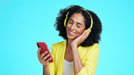 Phone,-music-headphones-and-woman-dancing