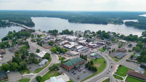 the city of lakes: downtown minocqua surrounded by a chain of lakes and islands