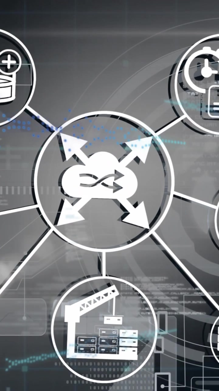 Animation of data processing over media icons