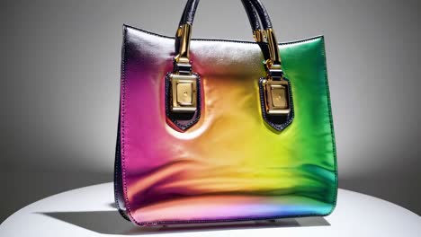 iridescent leather handbag