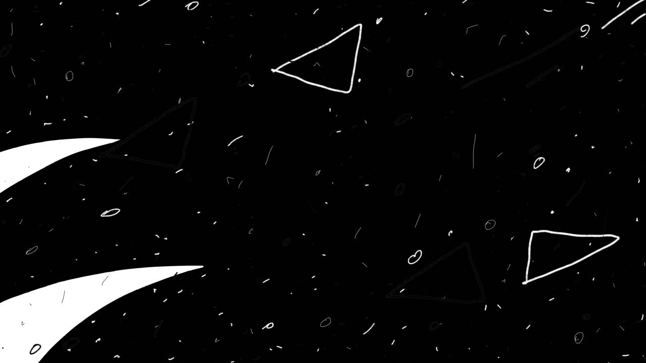 Animazione dinamica astratta disegnata a mano con forme gialle e nere