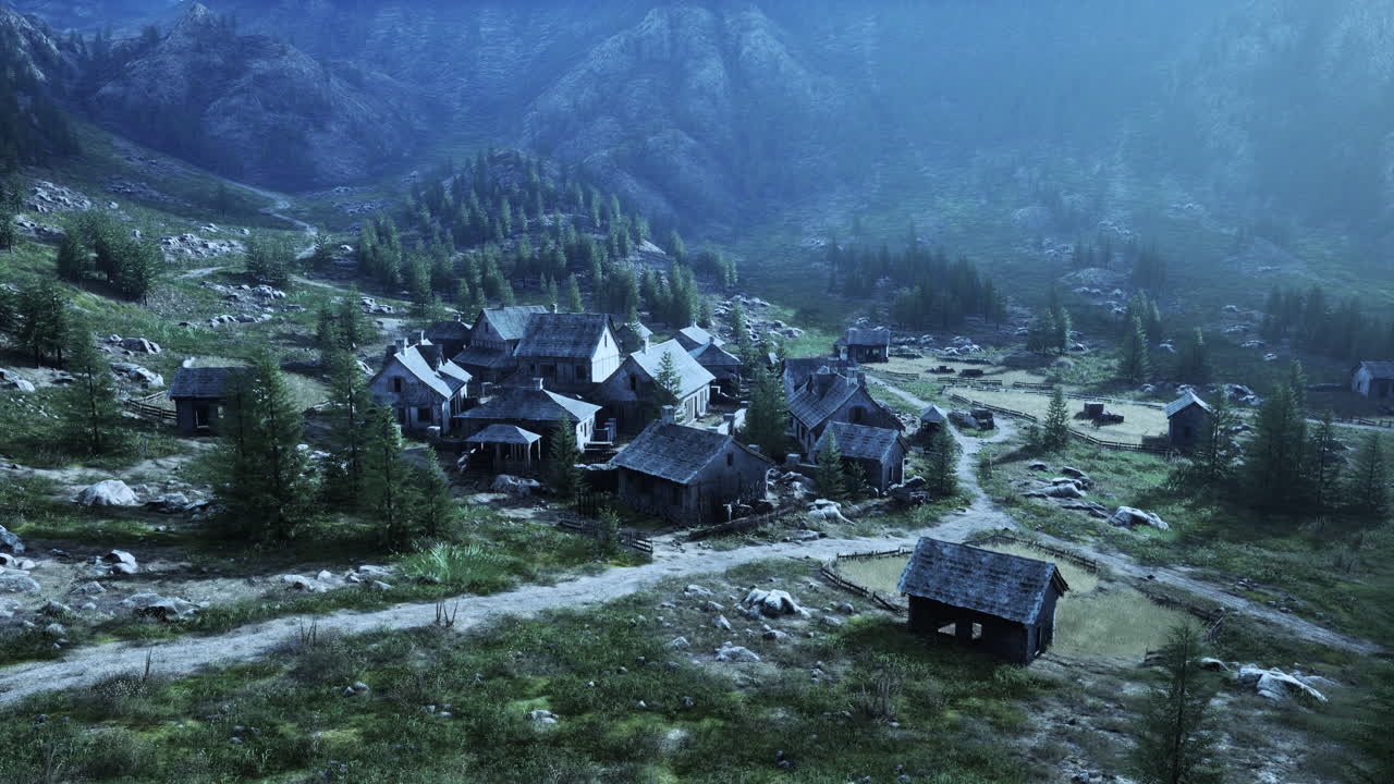 아페니네 산맥 에 있는 옛 이탈리아 마을 의 전망