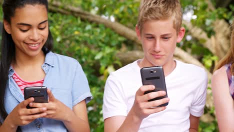 schoolkids using mobile phone 4k