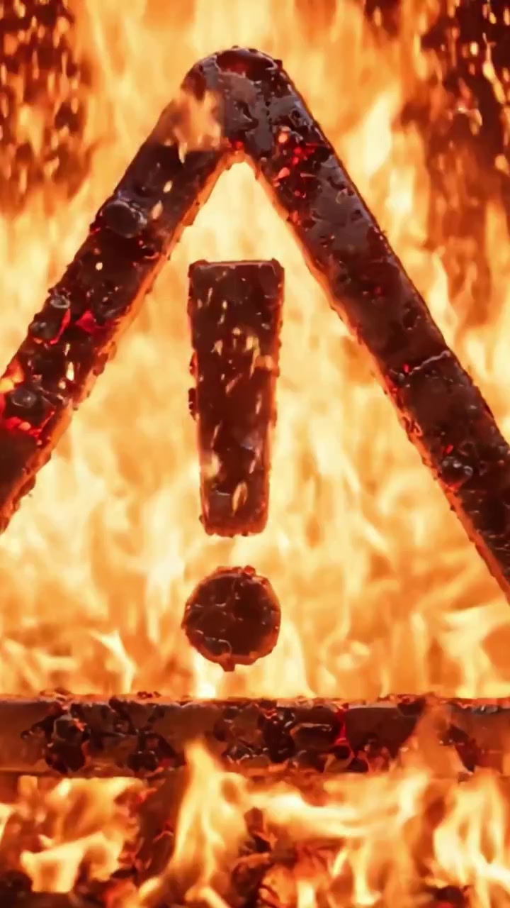 Fiery Alert Symbol: An Evocative Representation of Danger and Warning Amidst a Raging Inferno, Highlighting Urgency and Caution in Stunning Visual Contrast