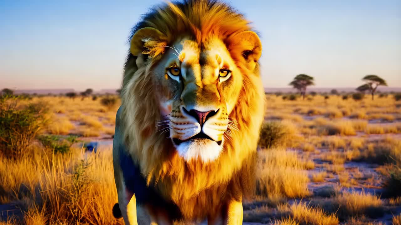majestuoso león en la sabana africana al atardecer