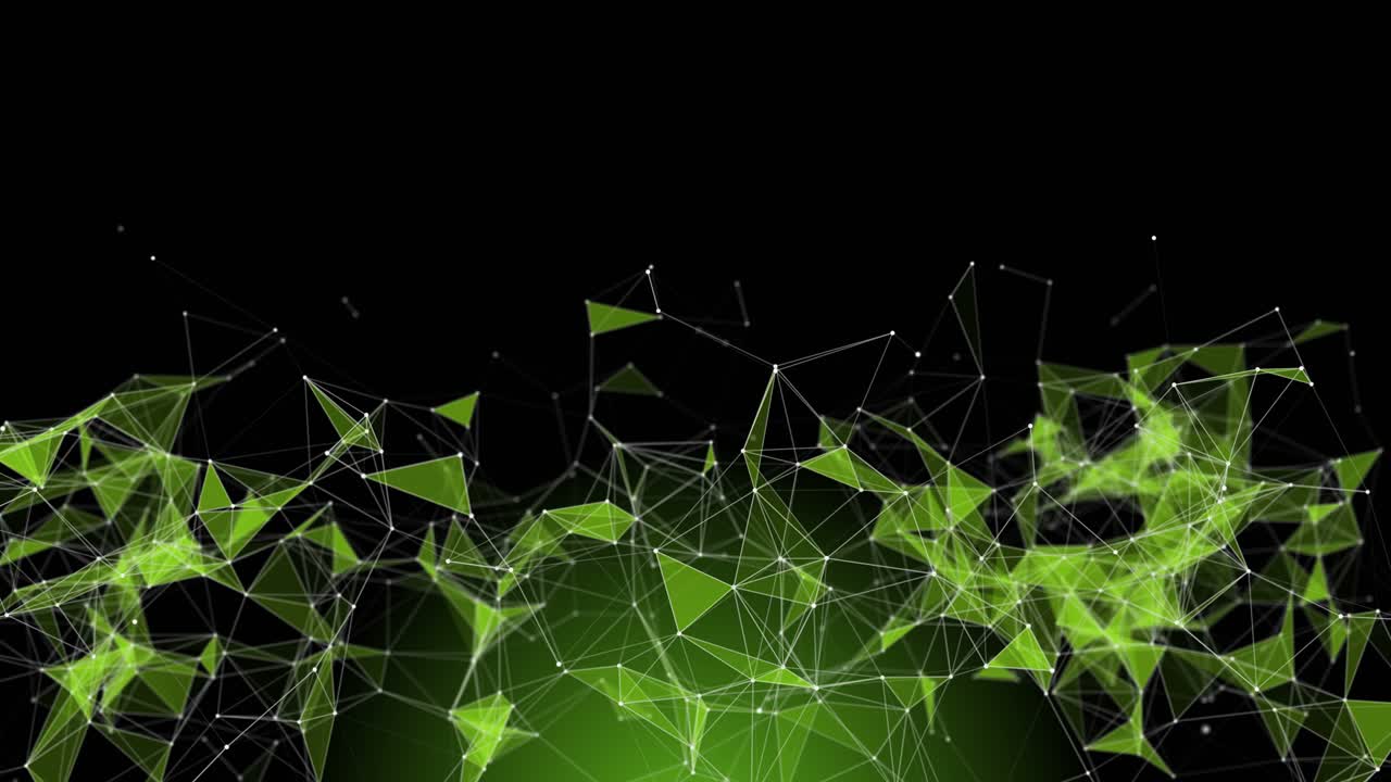 Futuristic plexus eco video animation with glowing triangles in slow motion; 4096x2304 loop 4K