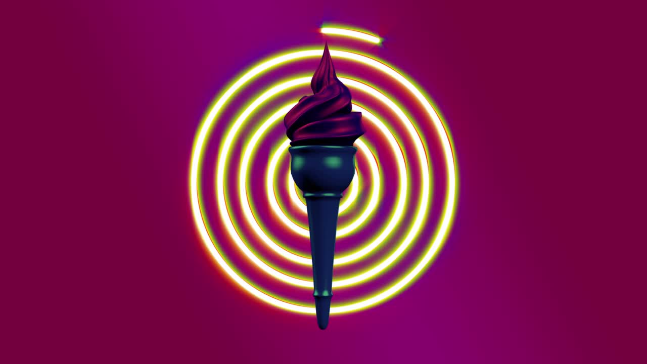 animación al estilo de los años 80 de un helado giratorio