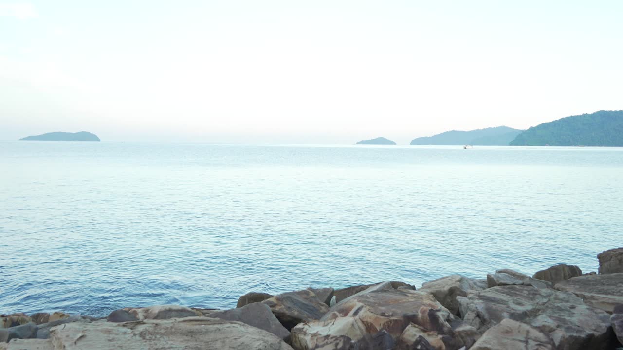 wonderfull Early Morning Sunrise At The Magellan Sutera Resort,Sabah ,This Is The Best Spot For Watching Sunset Or Sunrise Reflection Sun Light On The Open Blue Sea Water