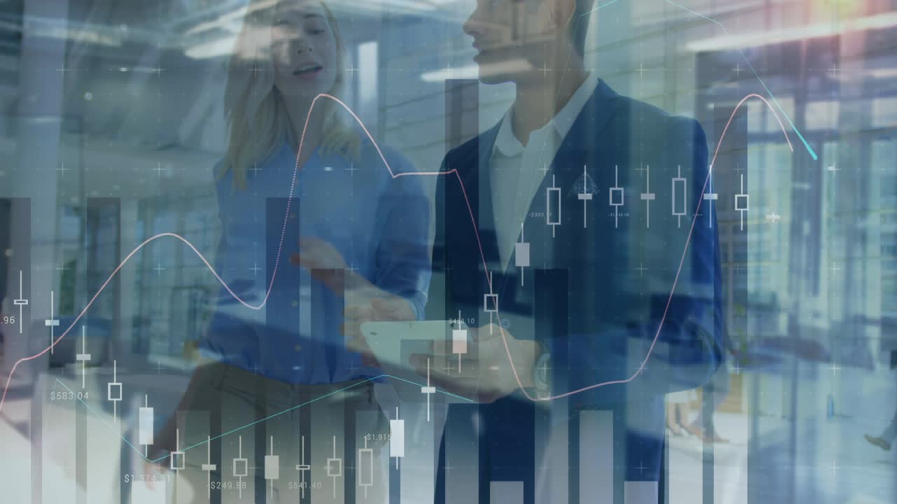 animación del procesamiento estadístico sobre las personas de negocios