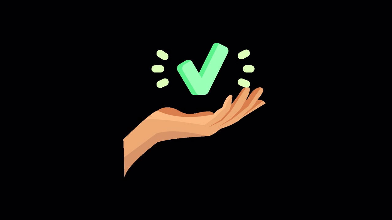Animated Hand Holding a Green Checkmark for Approval