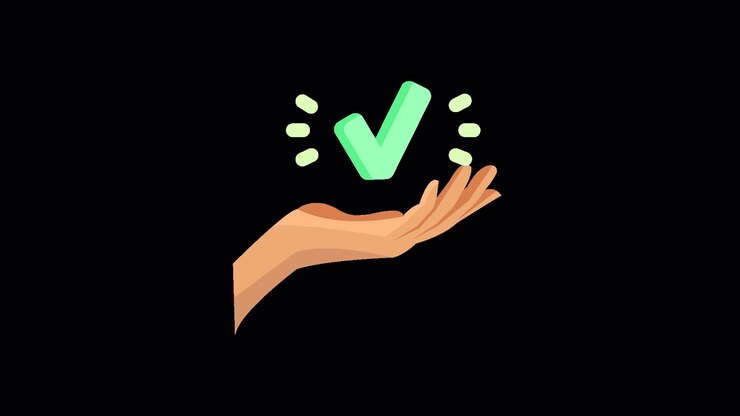 Animated Hand Holding a Green Checkmark for Approval